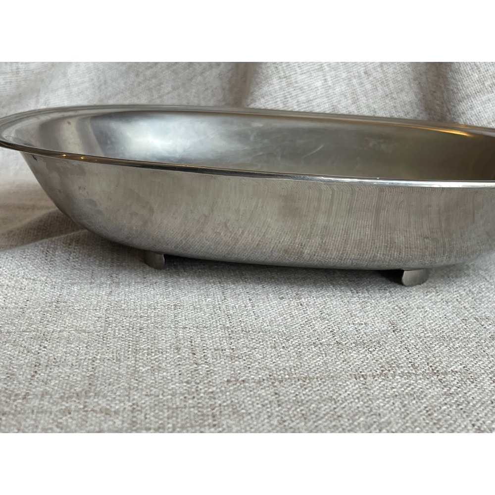 GABIS Sweden Stainless Steel Oval Serving Bowl Footed Mid Century Modern Dish